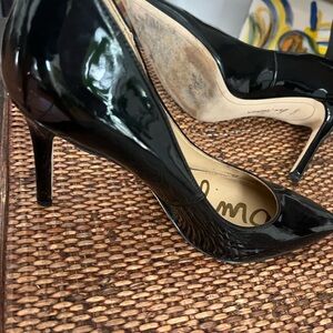 Sam Edelman Black Heels Sleek Leather Designs sz 7.5